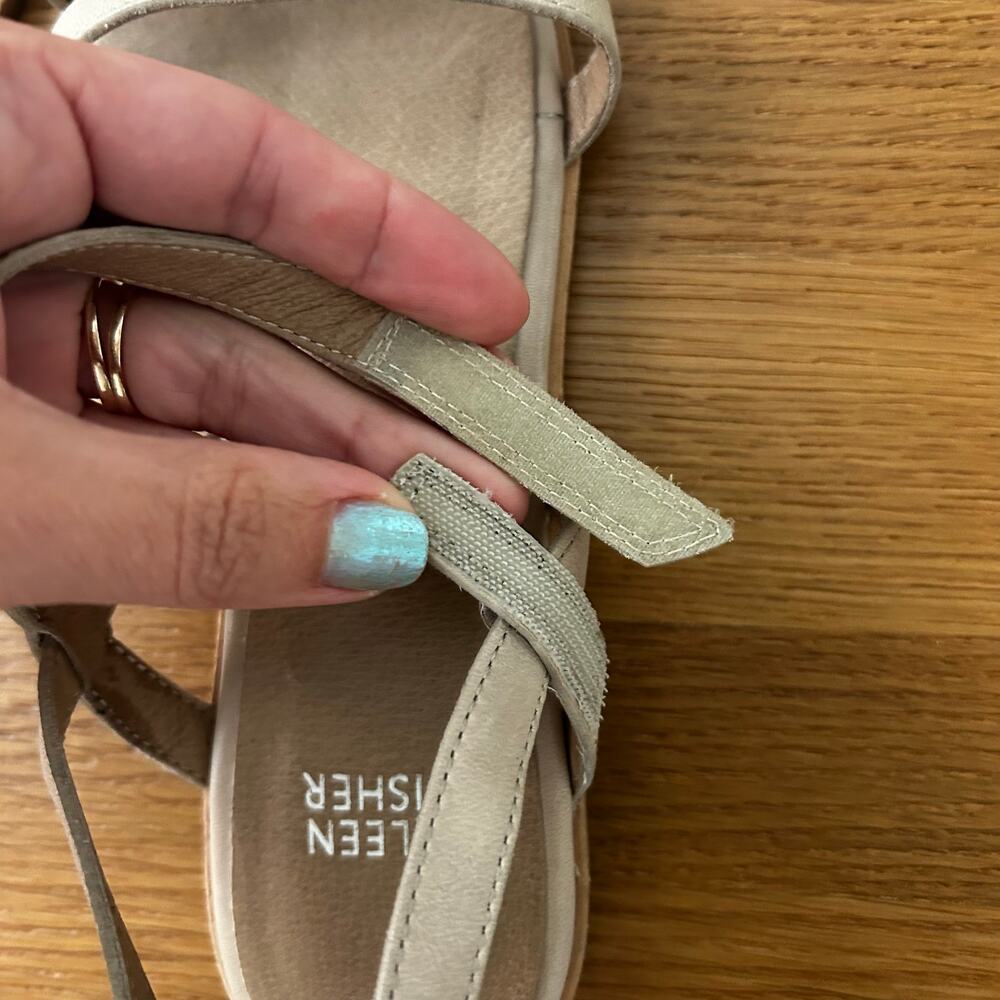 Eileen Fisher Cream leather strap flat sandal womens sz 7.5 normcore minimalist - Picture 3 of 7